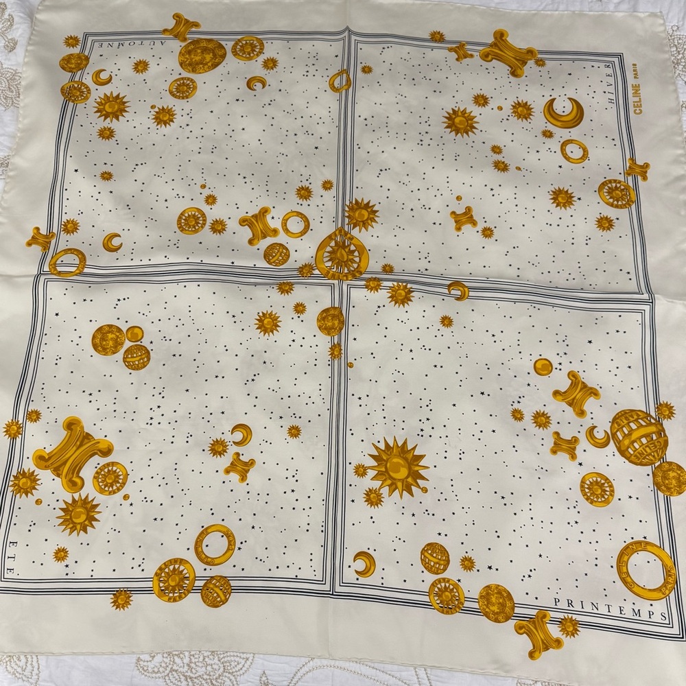 Celine Cream and Gold Celestial Scarf - Picture 8 of 11
